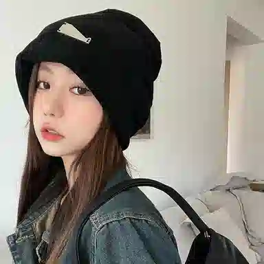 俞兆林 秋冬慵懒风大头围时尚金属标堆堆帽 套头冷帽 腈纶 绒线帽 男女同款情侣款