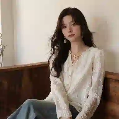 谜秀 蕾丝提花刺绣木耳边衬衫 女款