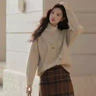 谜秀 圆领套头简约长袖针织衫 女款 燕麦色