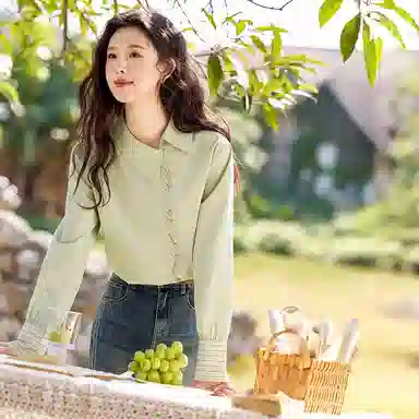 谜秀 宽松翻领简约长袖衬衫 女款