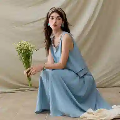 谜秀 流苏织带拼接无袖裙装套装 女款