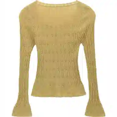 谜秀 法式复古羊毛坑条针织衫 女款