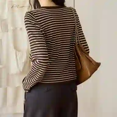 谜秀 条纹绑带设计感针织衫 女款