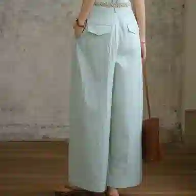 谜秀 薄荷绿云朵气球裤宽松百搭长裤休闲裤 女款