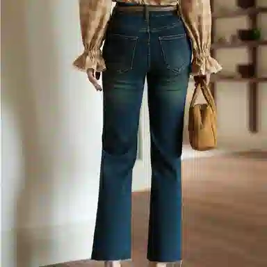 谜秀 复古九分烟管裤牛仔裤 女款