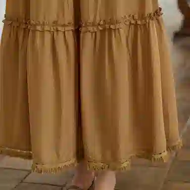 谜秀 复古橘黄半身裙休闲长裙 女款