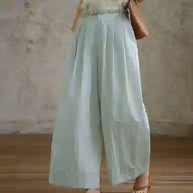 谜秀 薄荷绿云朵气球裤宽松百搭长裤休闲裤 女款