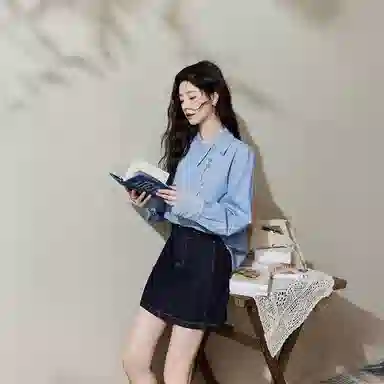 谜秀 宽松翻领简约长袖衬衫 女款