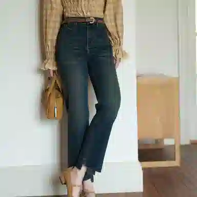 谜秀 复古九分烟管裤牛仔裤 女款