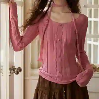 谜秀 弹力修身显瘦法式针织衫 女款