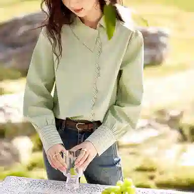 谜秀 宽松翻领简约长袖衬衫 女款