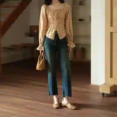 谜秀 复古九分烟管裤牛仔裤 女款