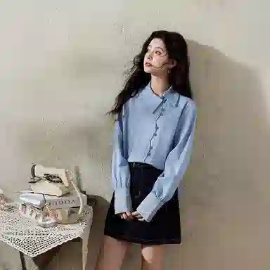 谜秀 宽松翻领简约长袖衬衫 女款