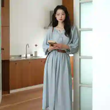 谜秀 显瘦 气质 温柔 舒适长袖连衣裙 女款