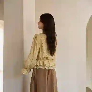 谜秀 黄色波点亚麻衬衫 女款