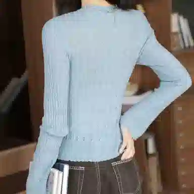 谜秀 法式复古羊毛坑条针织衫 女款