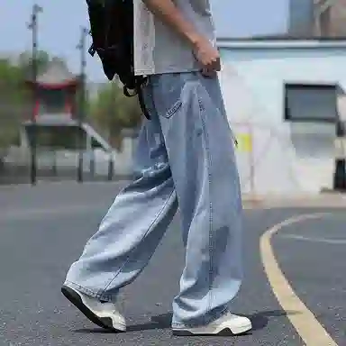 Menin Summer Lightweight Cool Loose Straight Denim Pants