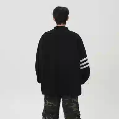 f·dragon Basic Stripe Henley Sweatshirt