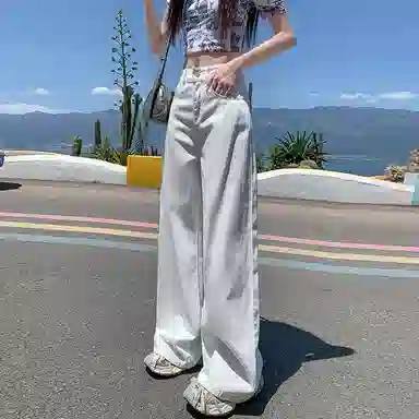 如续 宽松高腰薄款舒适牛仔裤 女款