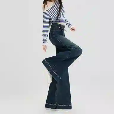 如续 宽松阔腿适中高腰牛仔裤 女款