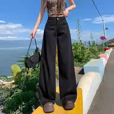 如续 宽松高腰薄款舒适牛仔裤 女款