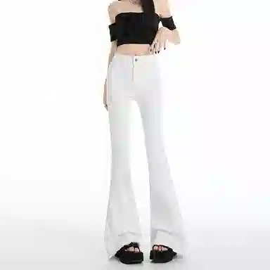 如续 蝴蝶结微喇高腰喇叭裤牛仔裤 女款