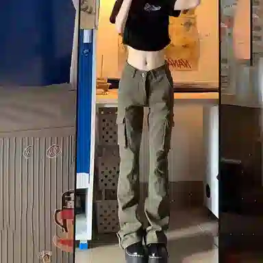 如续 美式复古微喇简约拖地裤子牛仔裤 女款