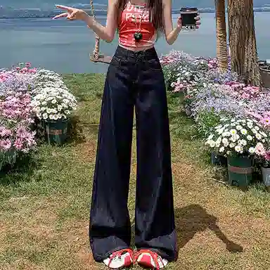 如续 宽松高腰薄款舒适牛仔裤 女款