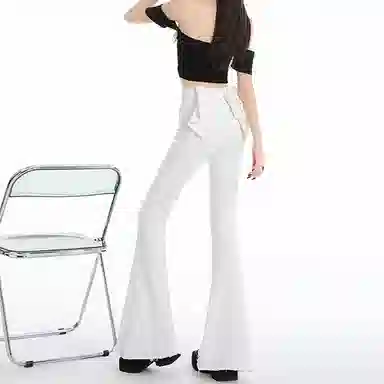 如续 蝴蝶结微喇高腰喇叭裤牛仔裤 女款