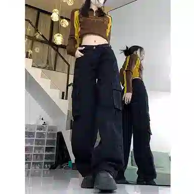 如续 美式复古高街工装休闲高腰牛仔裤 女款