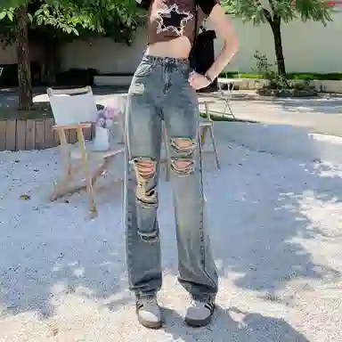 如续 时尚简约舒适牛仔裤 女款