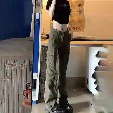 如续 美式复古微喇简约拖地裤子牛仔裤 女款