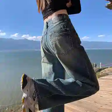 如续 时尚百搭气质优雅清新牛仔裤 女款