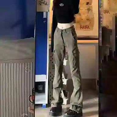 如续 美式复古微喇简约拖地裤子牛仔裤 女款