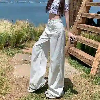 如续 宽松高腰薄款舒适牛仔裤 女款