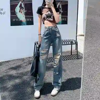 如续 时尚简约舒适牛仔裤 女款