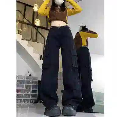 如续 美式复古高街工装休闲高腰牛仔裤 女款