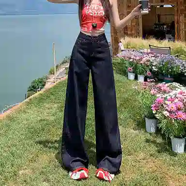 如续 宽松高腰薄款舒适牛仔裤 女款