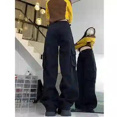 如续 美式复古高街工装休闲高腰牛仔裤 女款