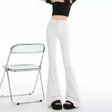 如续 蝴蝶结微喇高腰喇叭裤牛仔裤 女款