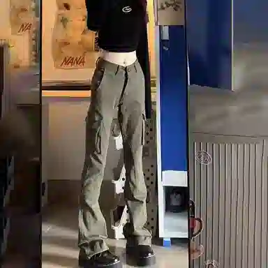 如续 美式复古微喇简约拖地裤子牛仔裤 女款