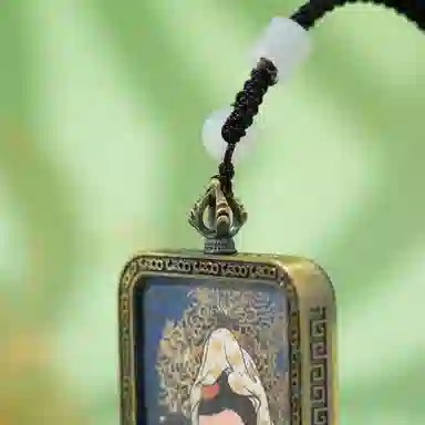 天台山 【天台山官方已祝福加持】天台山四臂观音唐卡观音菩萨唐卡招财转运诸事顺遂好运复古小众 合金 吊坠 男女同款情侣款