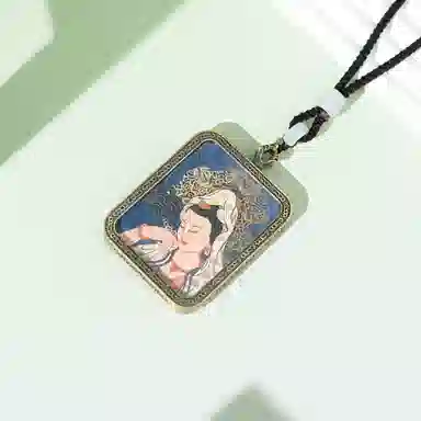 天台山 【天台山官方已祝福加持】天台山四臂观音唐卡观音菩萨唐卡招财转运诸事顺遂好运复古小众 合金 吊坠 男女同款情侣款