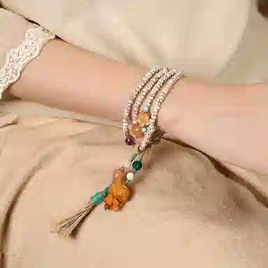 含藏 算盘珠创意檀香恐龙多妹吊坠民族风编织文玩#好运 星月菩提 手串 女款