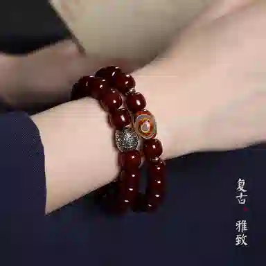 【古法手工】 含藏 车厘子红 朱砂供 佛珠 菩提根 手串 男女同款情侣款