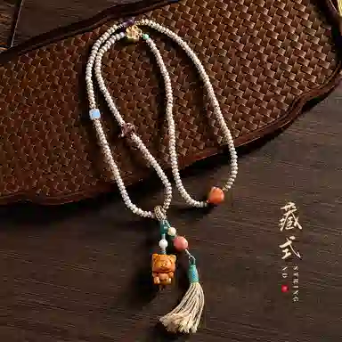 含藏 算盘珠创意檀香恐龙多妹吊坠民族风编织文玩#好运 星月菩提 手串 女款