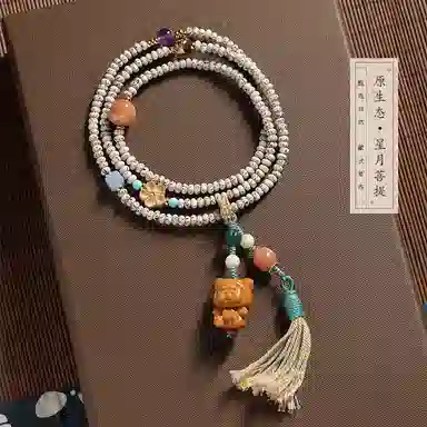 含藏 算盘珠创意檀香恐龙多妹吊坠民族风编织文玩#好运 星月菩提 手串 女款