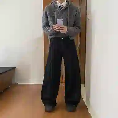 TH Fabricate Black Wide-Leg Jeans