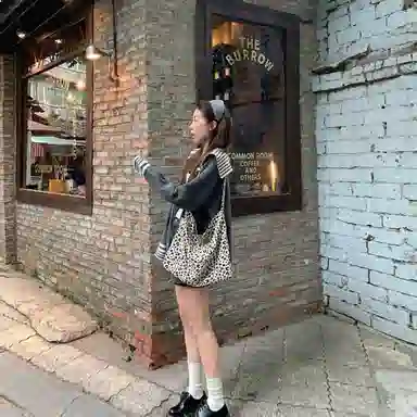 桴生 韩系海军领灰色慵懒学院风条纹拼接设计感开衫针织衫 女款