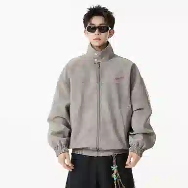 MEIPIN TANG Retro Logo Leather Jacket